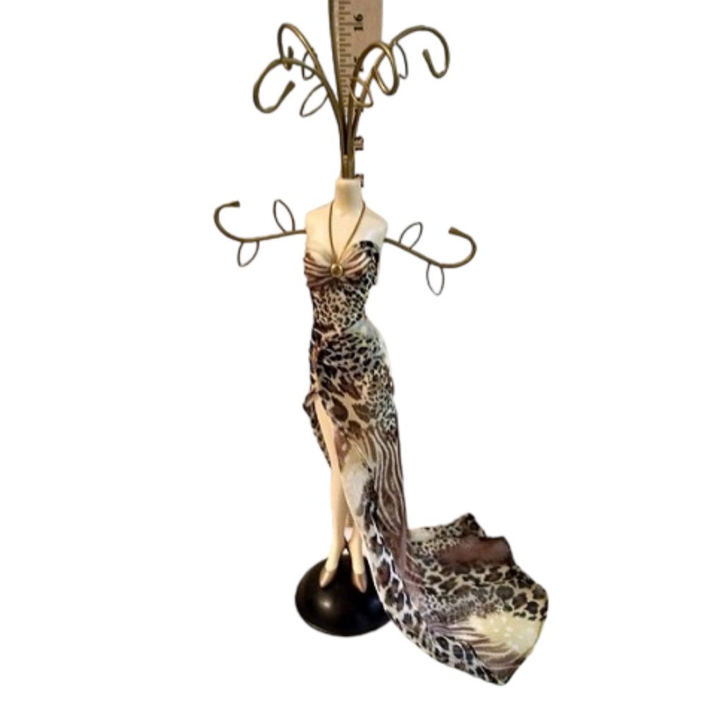 NIB Jewelry Tree Female Figure in Sexy Leopard Print Dress